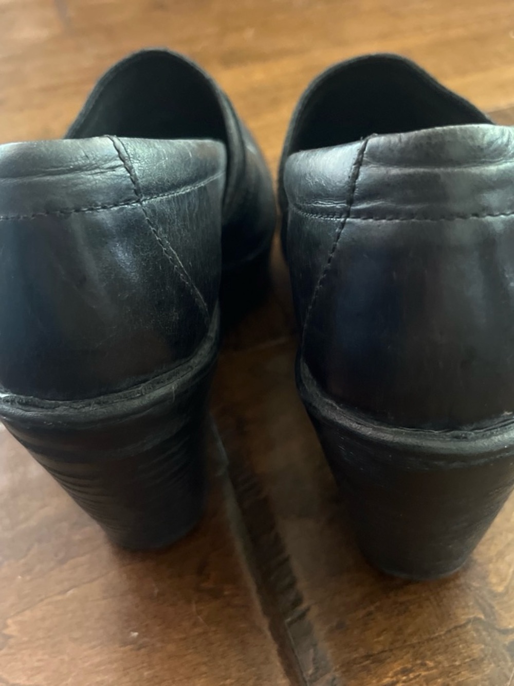 Børn Dollie black leather platform clogs with buckle straps Sz. 9 - Picture 6 of 6